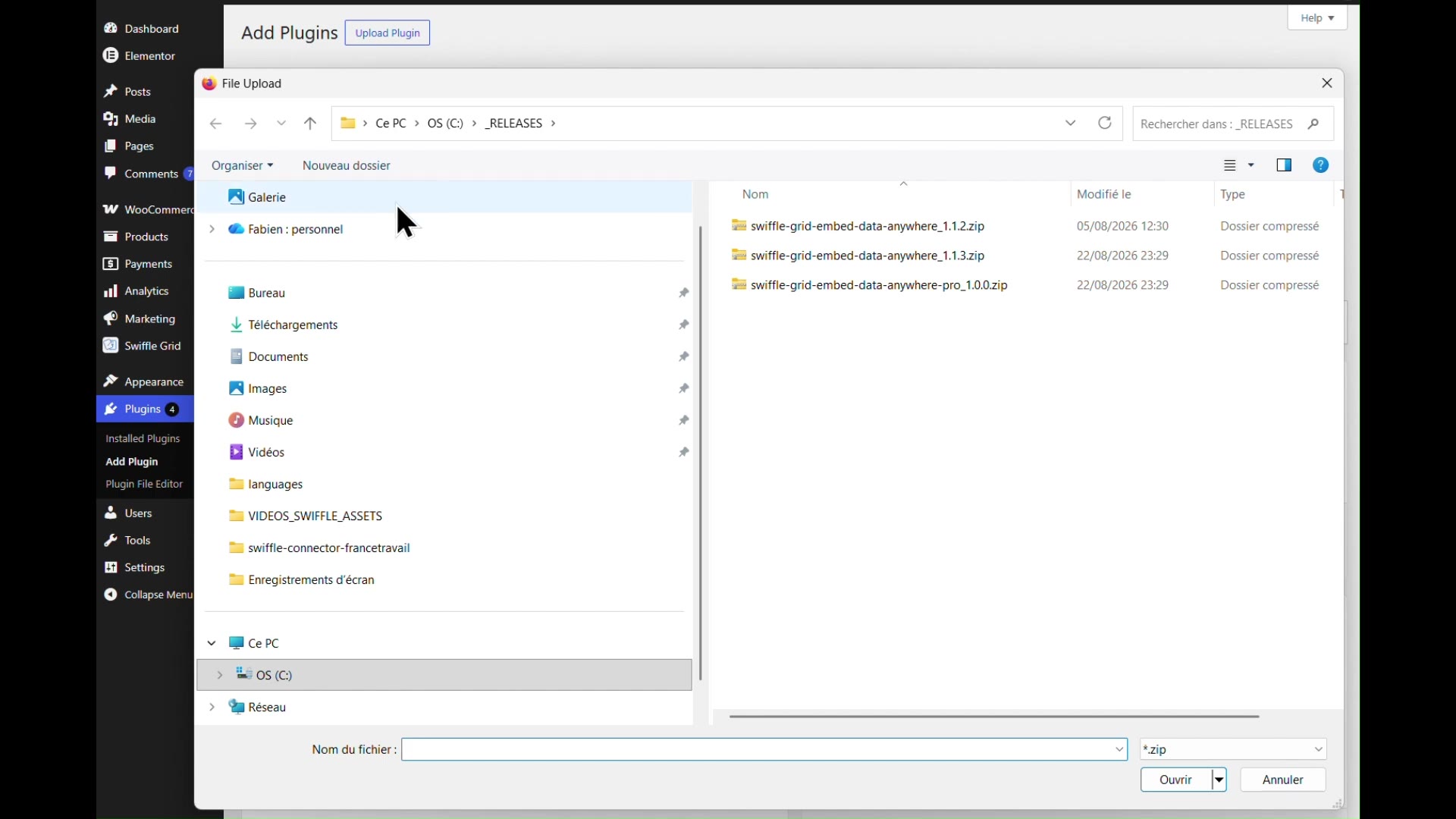 Uploading a custom connector plugin zip via Plugins Add New