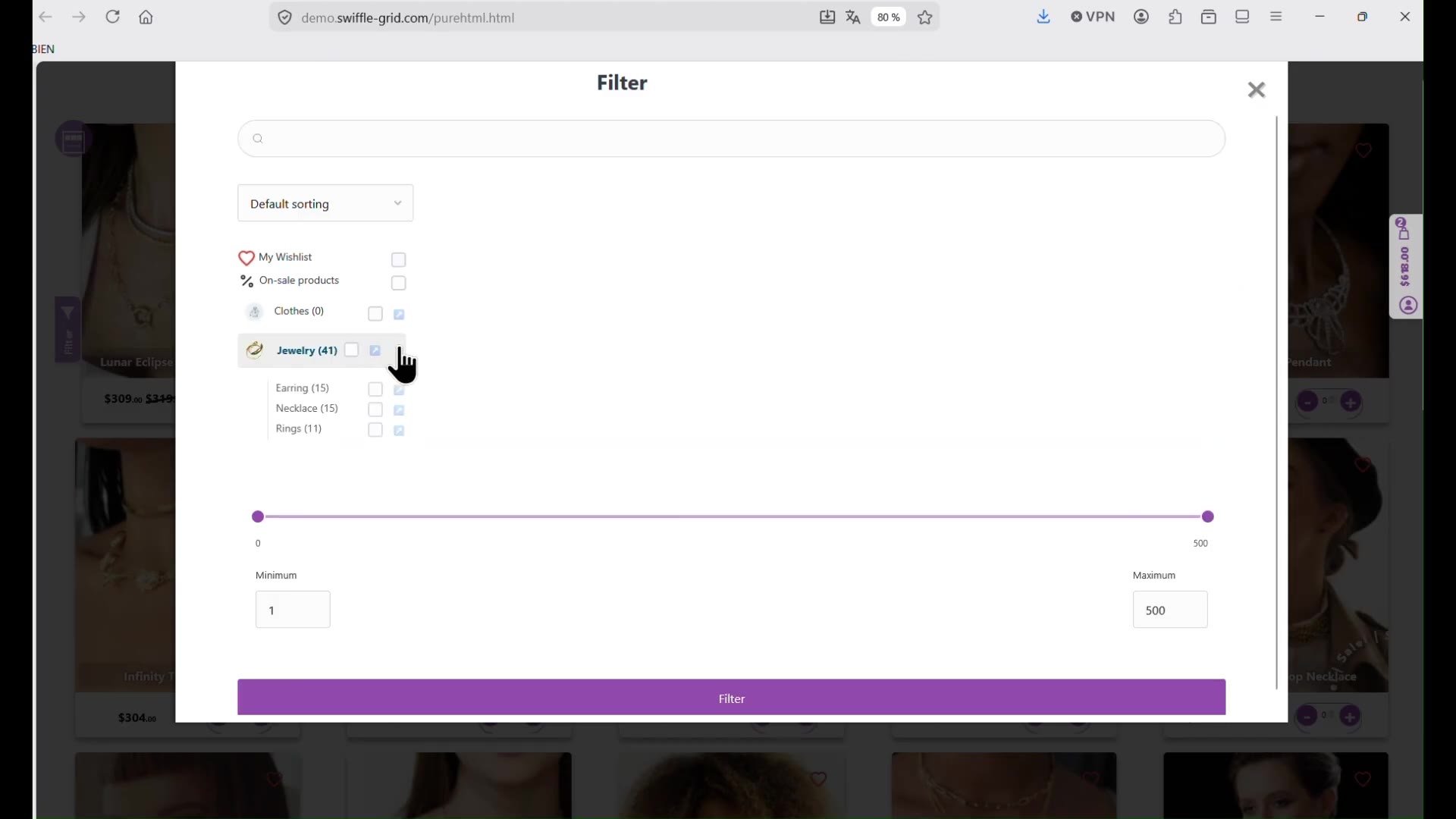WooCommerce products displayed in a Swiffle Grid on an external, non-WordPress website
